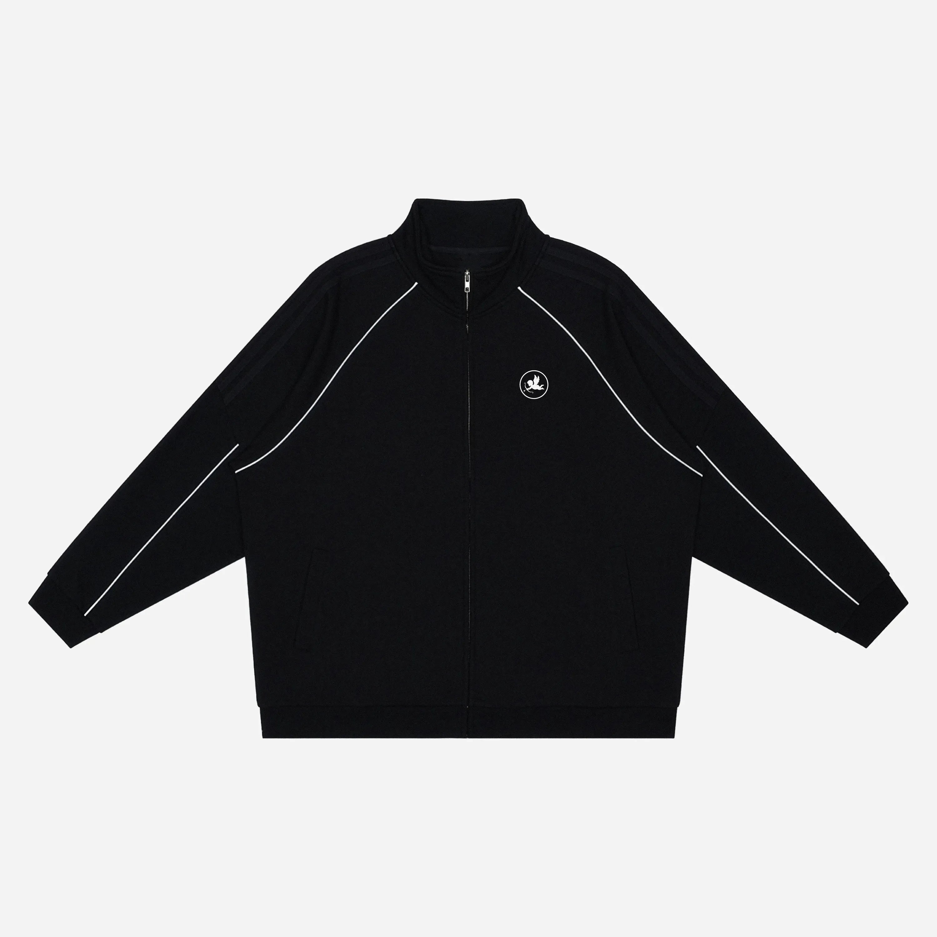 Black jacket by VENT D'HIVER with a logo on a white background