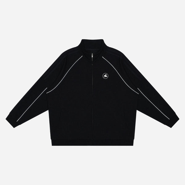 Black jacket by VENT D'HIVER with a logo on a white background