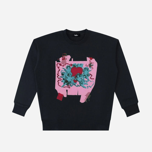 Black sweatshirt by VENT D'HIVER with colorful graphic design on a white background