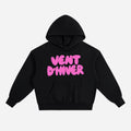 Black hoodie by VENT D'HIVER with pink text on a white background