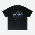 Black t-shirt with 'Vent D'Hiver' text and star design on a white background