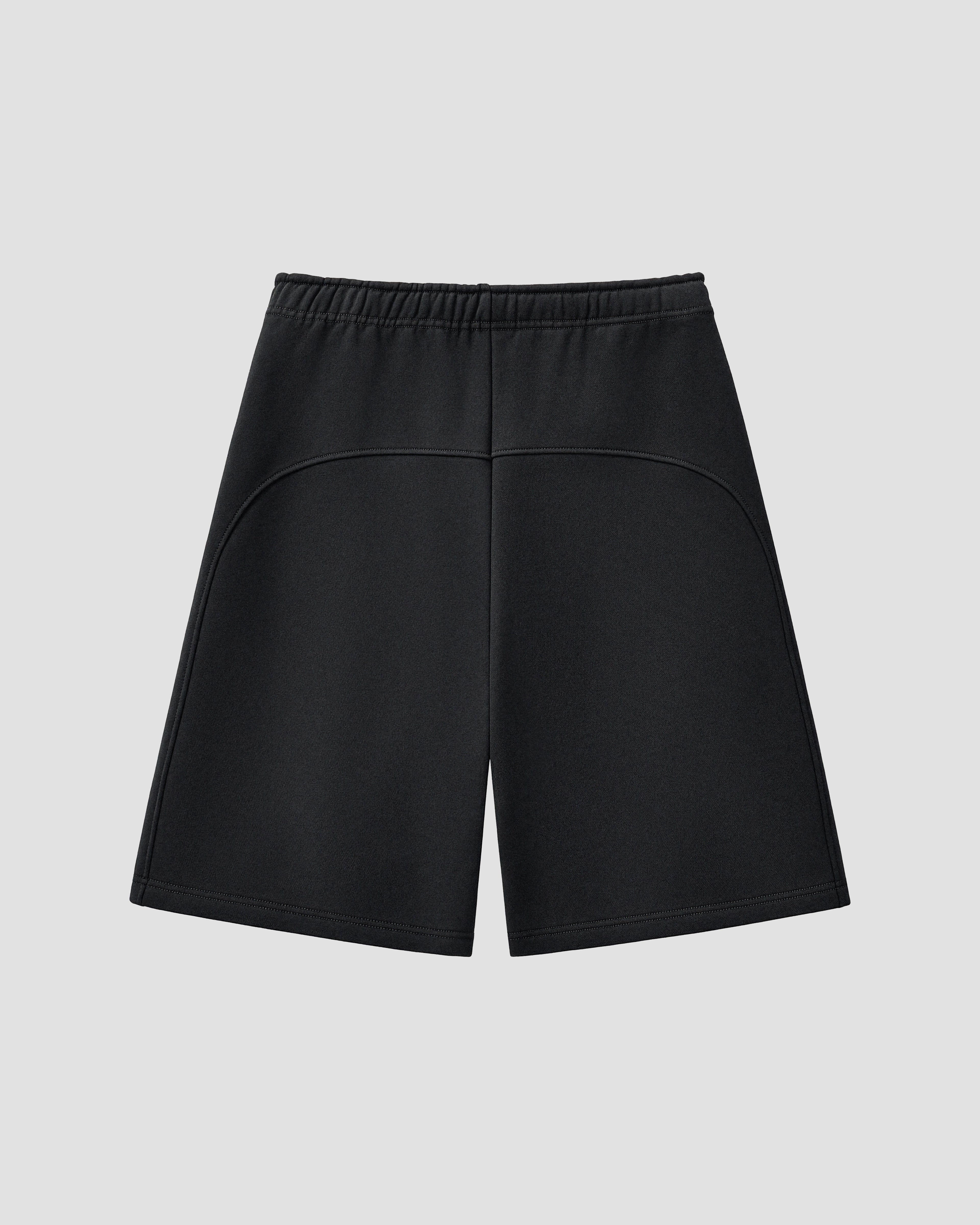 VENT D'HIVER™ Black Shorts featuring a relaxed fit, heavyweight cotton construction, adjustable drawstring waistband, and signature script logo print.