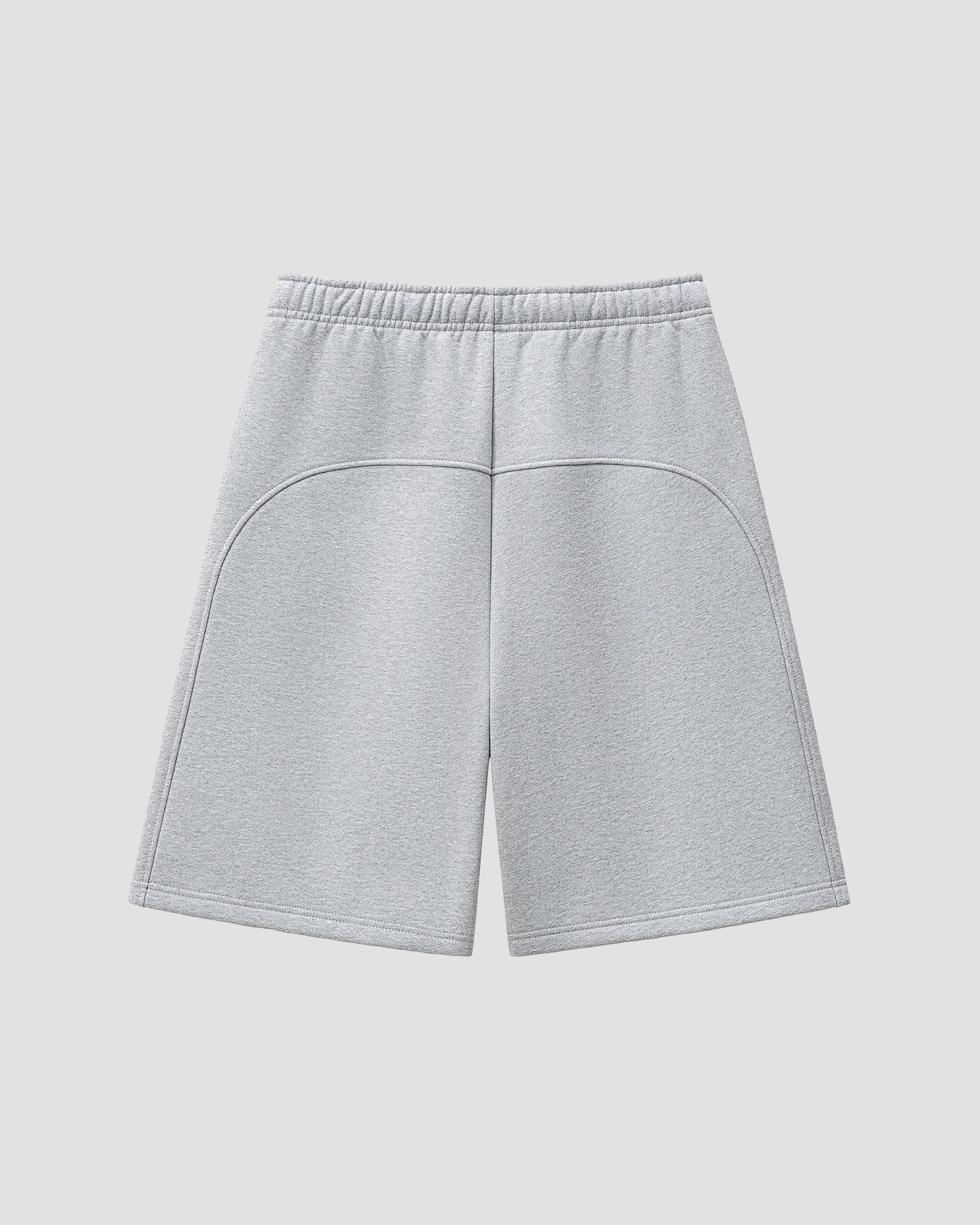 VENT D'HIVER™ Heather Grey Shorts featuring a relaxed fit, heavyweight cotton construction, adjustable drawstring waistband, and signature script logo print.